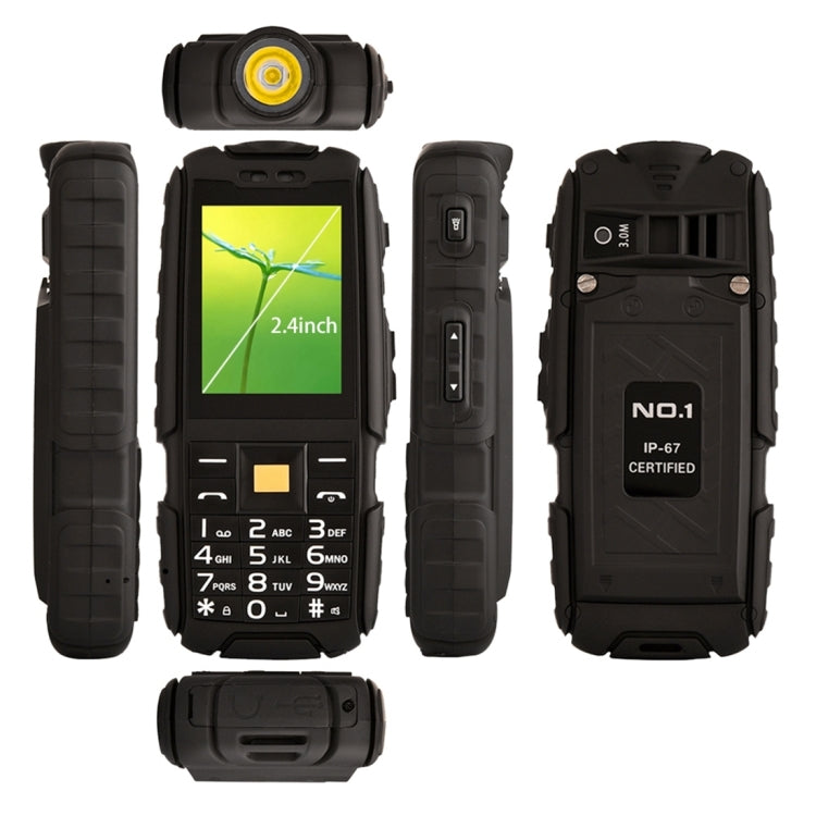 DTNO.1 A9 Triple Proofing Phone, 4800mAh Battery, IP67 Waterproof Shockproof Dustproof,  2.4 inch, MTK6261 Chipset, 21 Keys, LED Flashlight, FM, Dual SIM
