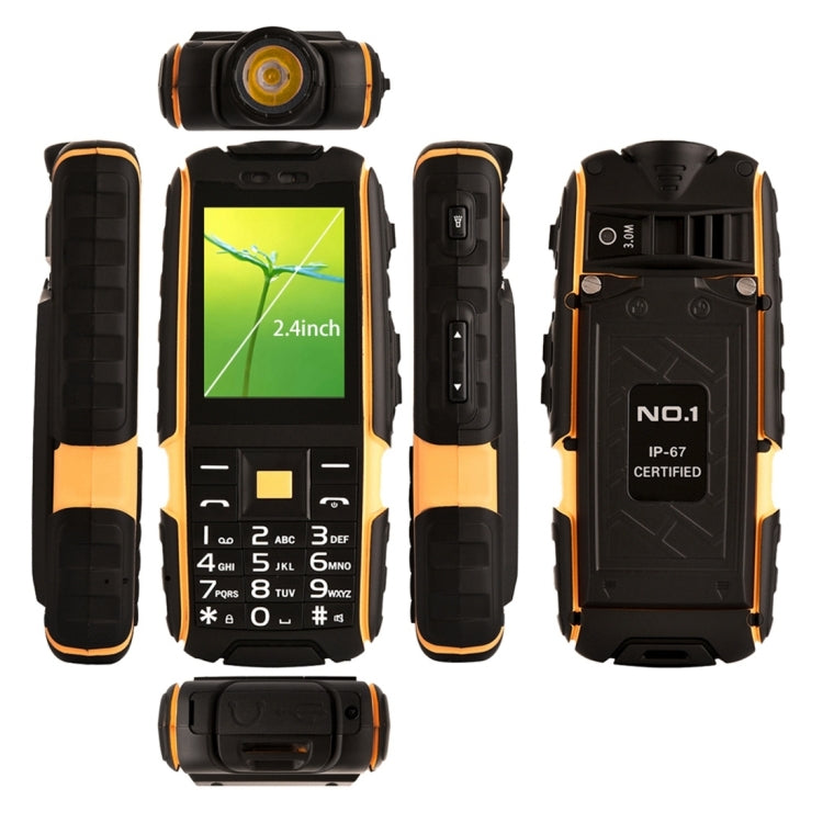 DTNO.1 A9 Triple Proofing Phone, 4800mAh Battery, IP67 Waterproof Shockproof Dustproof,  2.4 inch, MTK6261 Chipset, 21 Keys, LED Flashlight, FM, Dual SIM