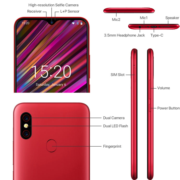 [HK Warehouse] UMIDIGI F1, 4GB+128GB, EU Version, Dual Back Cameras, 5150mAh Battery, Face ID & Fingerprint Identification, 6.3 inch Full Screen Android 9.0 MTK Helio P60 Octa Core up to 2.0GHz, Network: 4G, OTG, NFC, Dual SIM(Gold)