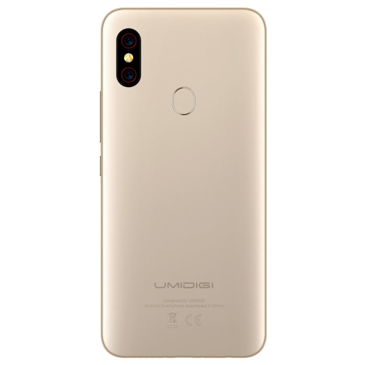 [HK Warehouse] UMIDIGI F1, 4GB+128GB, EU Version, Dual Back Cameras, 5150mAh Battery, Face ID & Fingerprint Identification, 6.3 inch Full Screen Android 9.0 MTK Helio P60 Octa Core up to 2.0GHz, Network: 4G, OTG, NFC, Dual SIM(Gold)