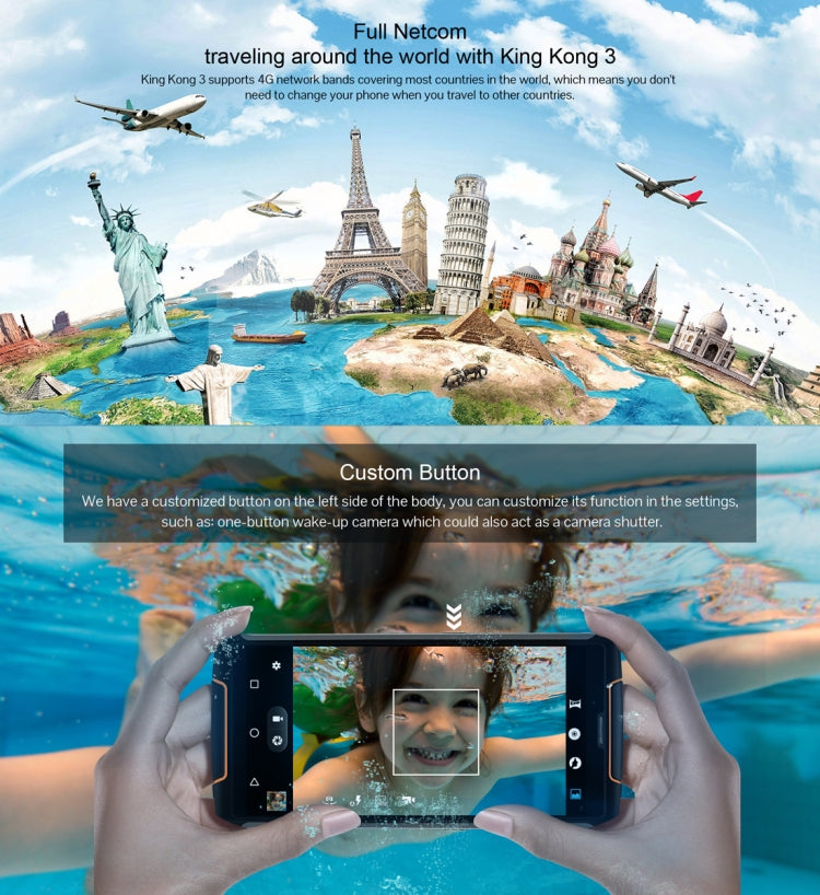 [HK Warehouse] CUBOT Kingkong 3 Rugged Phone, 4GB+64GB, IP68 Waterproof Dustproof Shockproof, 6000mAh Battery, Dual Back Cameras, 5.5 inch Android 8.1 MTK6763T Octa Core, Network: 4G, NFC, OTG, Dual SIM(Black)
