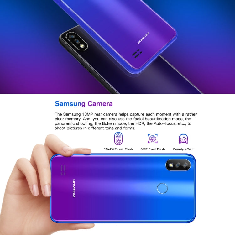 [HK Warehouse] HOMTOM C8, 2GB+16GB, Dual Back Cameras, Face ID & Fingerprint Identification, 5.5 inch Android 8.1 MTK6739 Quad Core up to 1.3GHz, Network: 4G, OTG, OTA, Dual SIM