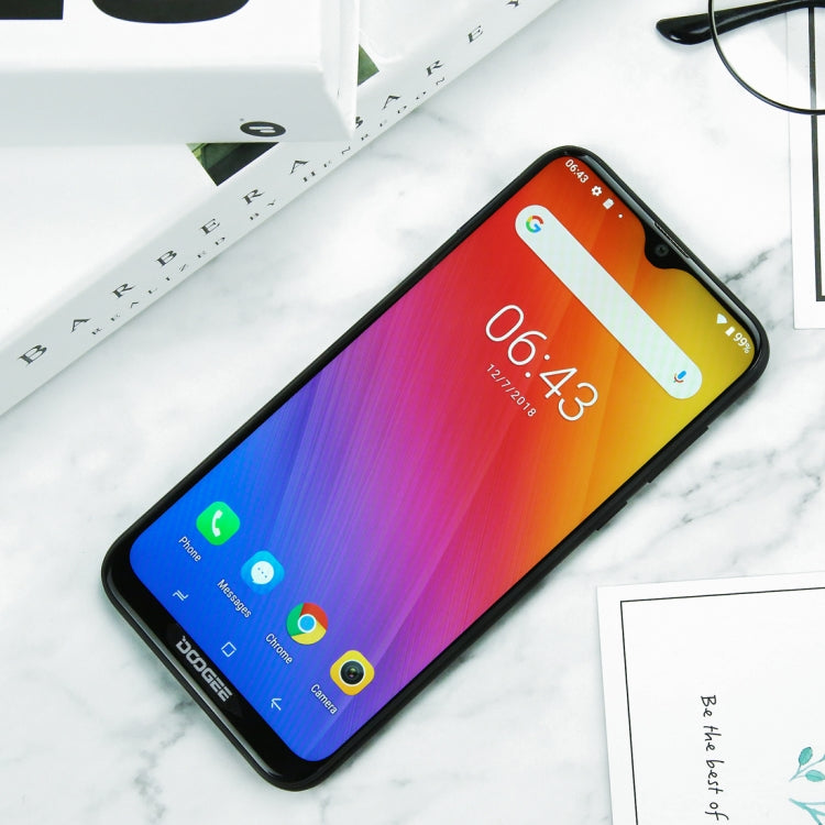 [HK Warehouse] DOOGEE Y8, 3GB+32GB, Dual Back Cameras, Face ID & DTouch Fingerprint,  6.1 inch Water-drop Screen Android 9.0 MTK6739 Quad Core up to 1.5GHz, Network: 4G,  OTA, Dual SIM(Midnight Black)