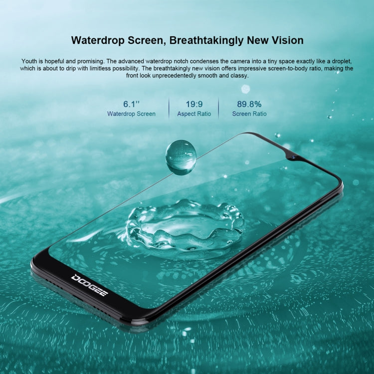 [HK Warehouse] DOOGEE Y8, 3GB+32GB, Dual Back Cameras, Face ID & DTouch Fingerprint,  6.1 inch Water-drop Screen Android 9.0 MTK6739 Quad Core up to 1.5GHz, Network: 4G,  OTA, Dual SIM(Midnight Black)