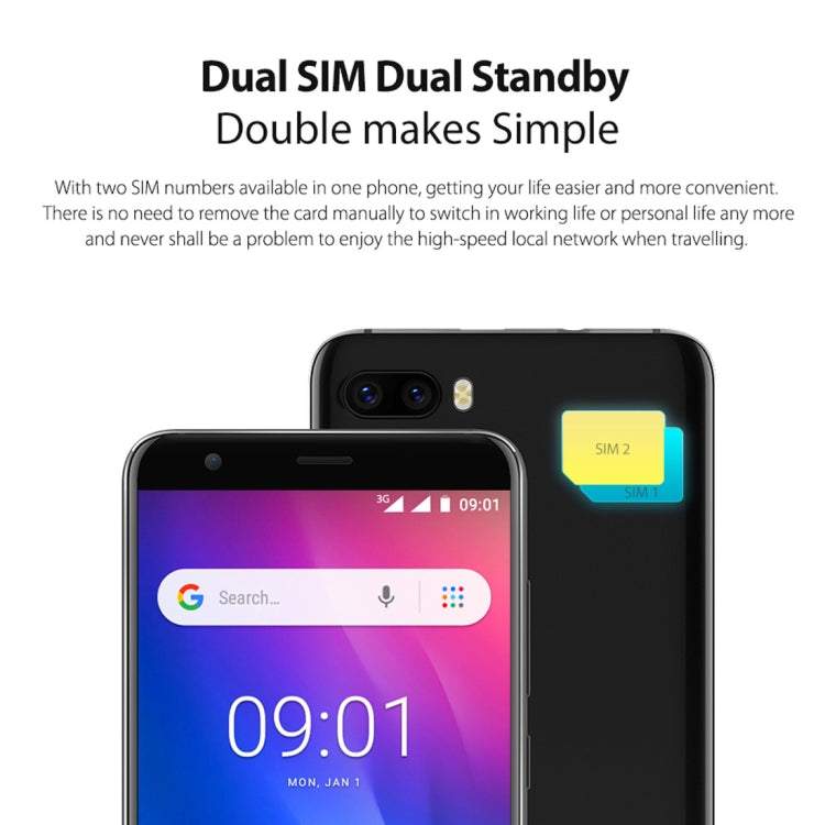 [HK Warehouse] Ulefone S1, 1GB+8GB, Dual Back Cameras, Face Identification, 5.5 inch Android GO 8.1 MTK6580 Quad-core 64-bit up to 1.3GHz, Network: 3G, Dual SIM