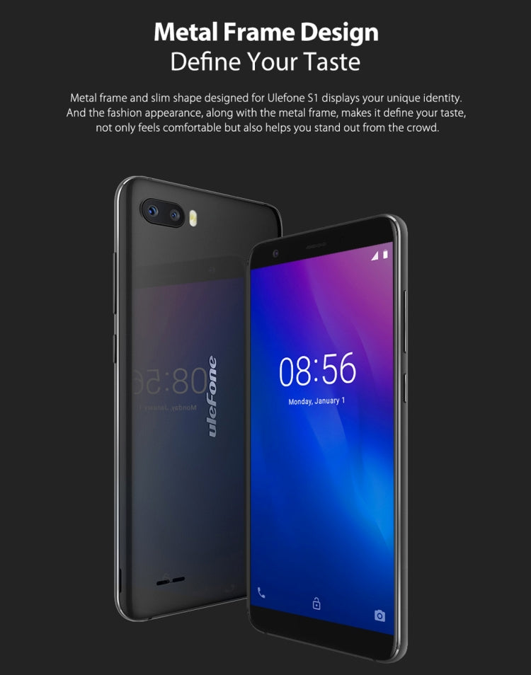 [HK Warehouse] Ulefone S1, 1GB+8GB, Dual Back Cameras, Face Identification, 5.5 inch Android GO 8.1 MTK6580 Quad-core 64-bit up to 1.3GHz, Network: 3G, Dual SIM