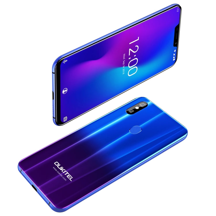 [HK Warehouse] OUKITEL U23, 6GB+64GB, Dual Back Cameras, Face ID & Fingerprint Identification, 6.18 inch Android 8.1 MTK6763T Helio P23 Octa Core up to 2.0GHz, Network: 4G, Dual SIM, OTG, OTA(Gradient Blue)