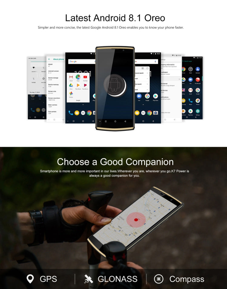 [HK Warehouse] OUKITEL K7 Power, 2GB+16GB, Dual Back Cameras, Fingerprint Identification, 10000mAh Battery, 6.0 inch Android 8.1 MTK6750T Octa Core up to 1.5GHz, Network: 4G, OTG(Black)