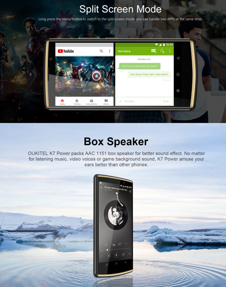 [HK Warehouse] OUKITEL K7 Power, 2GB+16GB, Dual Back Cameras, Fingerprint Identification, 10000mAh Battery, 6.0 inch Android 8.1 MTK6750T Octa Core up to 1.5GHz, Network: 4G, OTG(Black)