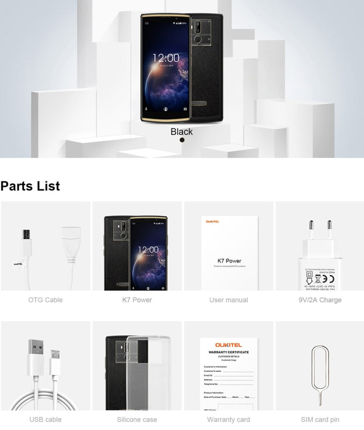 [HK Warehouse] OUKITEL K7 Power, 2GB+16GB, Dual Back Cameras, Fingerprint Identification, 10000mAh Battery, 6.0 inch Android 8.1 MTK6750T Octa Core up to 1.5GHz, Network: 4G, OTG(Black)