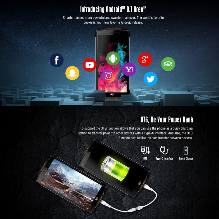 [HK Warehouse] HOMTOM ZOJI Z11 Rugged Phone, 4GB+64GB, IP68 Waterproof Dustproof Shockproof, Dual Back Cameras, 10000mAh Battery, Face ID & Fingerprint Unlock, 5.99 inch Android 8.1 MTK6750T Octa Core up to 1.5GHz, Network: 4G, OTG, Dual SIM