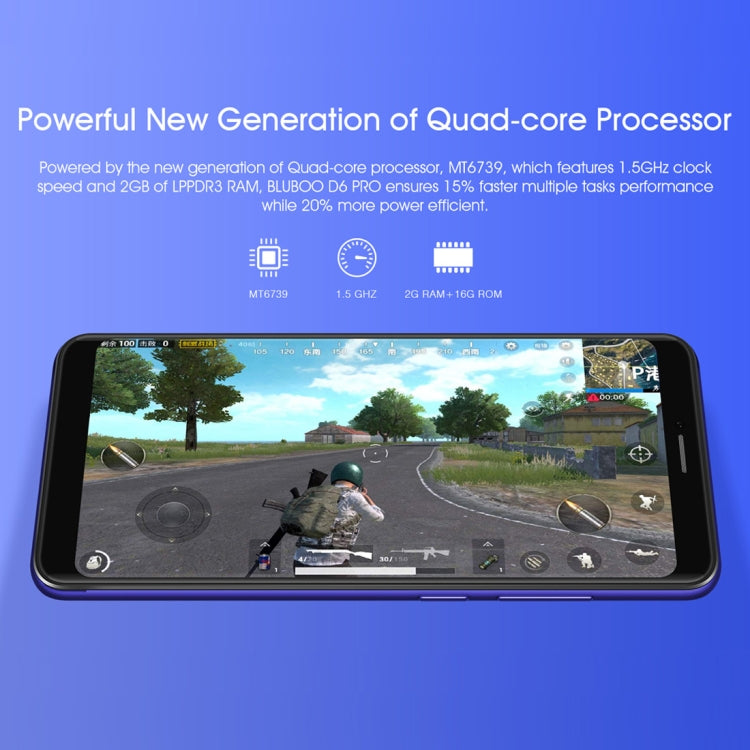 [HK Warehouse] BLUBOO D6 Pro, 2GB+16GB, Dual Back Cameras, Face ID & Fingerprint Identification, 5.5 inch 2.5D Curved Android 8.1 MTK6739V Quad Core up to 1.5GHz, Network: 4G, Dual SIM(Black)