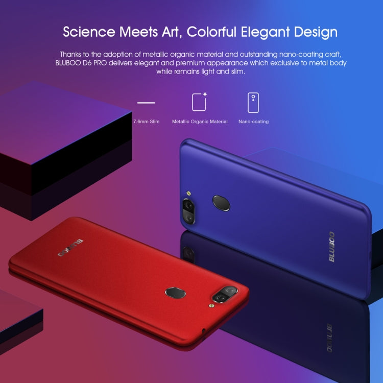 [HK Warehouse] BLUBOO D6 Pro, 2GB+16GB, Dual Back Cameras, Face ID & Fingerprint Identification, 5.5 inch 2.5D Curved Android 8.1 MTK6739V Quad Core up to 1.5GHz, Network: 4G, Dual SIM(Black)