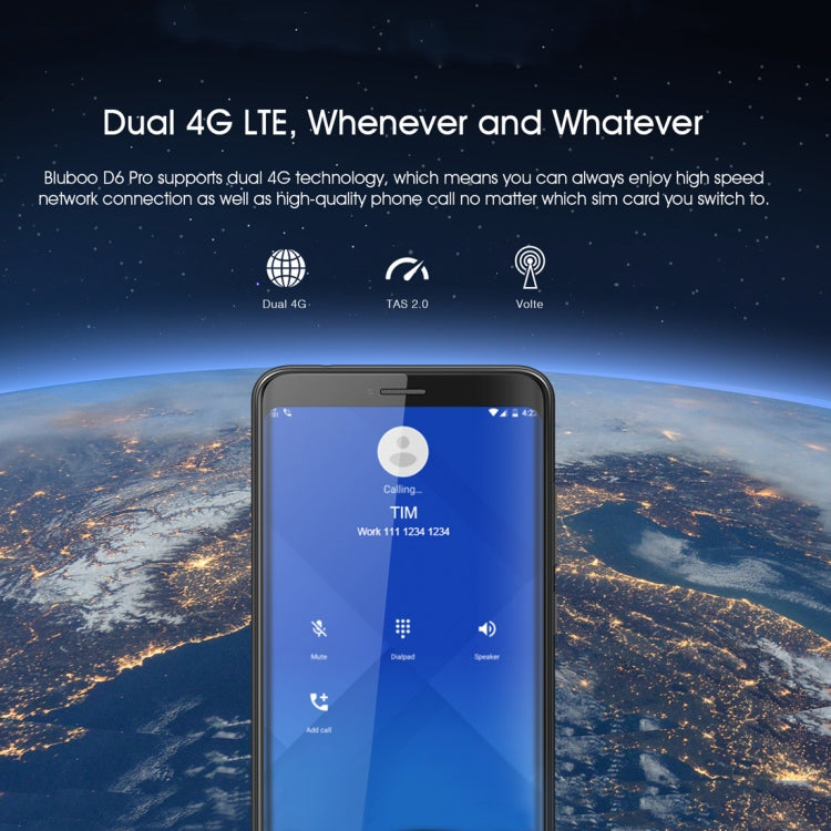 [HK Warehouse] BLUBOO D6 Pro, 2GB+16GB, Dual Back Cameras, Face ID & Fingerprint Identification, 5.5 inch 2.5D Curved Android 8.1 MTK6739V Quad Core up to 1.5GHz, Network: 4G, Dual SIM(Black)