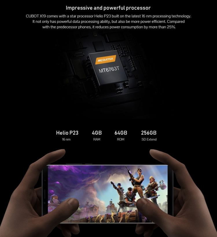 [HK Warehouse] CUBOT X19, 4GB+64GB, Dual Back Cameras, Fingerprint Identification, 4000mAh Battery, 5.93 inch Android 8.1 MTK6763T Helio P23 Octa Core 64Bit up to 2.5GHz, Network: 4G, Dual SIM