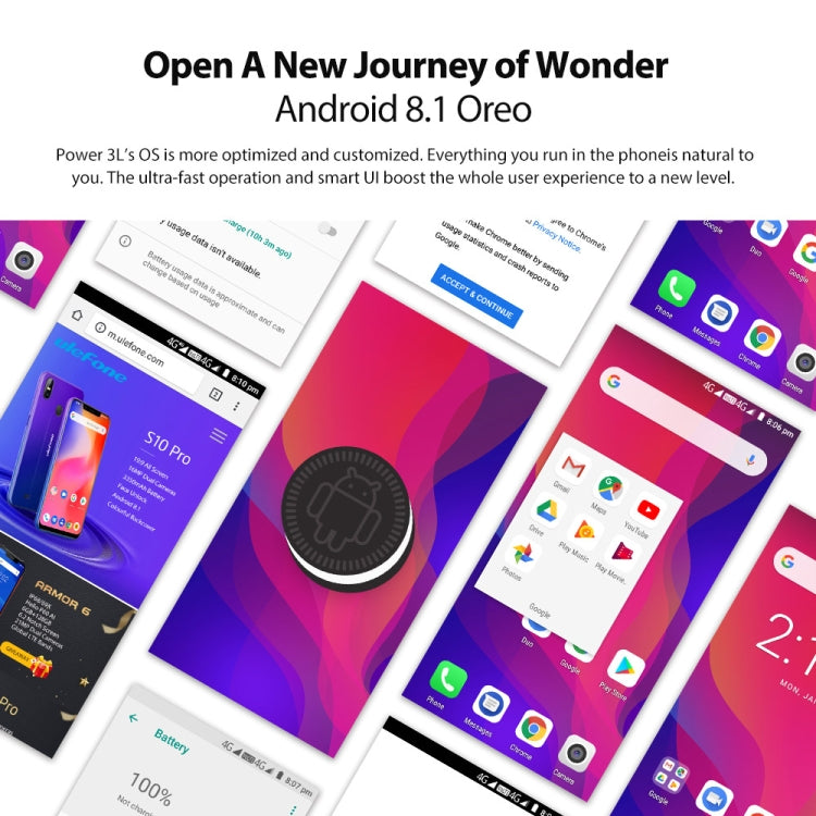 [HK Warehouse] Ulefone Power 3L,  2GB+16GB, Dual Back Cameras, Face ID & Fingerprint Identification, 6350mAh Battery, 6.0 inch Android 8.1 MTK6739 Quad-core 64-bit up to 1.5GHz, Network: 4G, OTG,  Dual SIM(Purple)