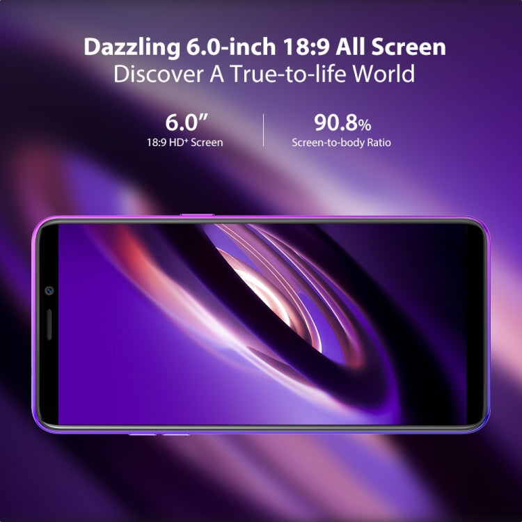 [HK Warehouse] Ulefone Power 3L,  2GB+16GB, Dual Back Cameras, Face ID & Fingerprint Identification, 6350mAh Battery, 6.0 inch Android 8.1 MTK6739 Quad-core 64-bit up to 1.5GHz, Network: 4G, OTG,  Dual SIM(Purple)