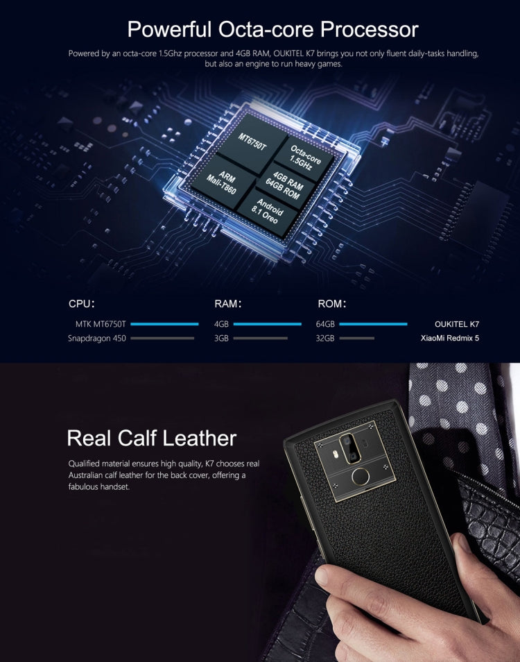 [HK Warehouse] OUKITEL K7, 4GB+64GB, Dual Back Cameras, Fingerprint Identification, 10000mAh Battery, 6.0 inch Android 8.1 MTK6750T Octa Core up to 1.5GHz, Network: 4G, OTG