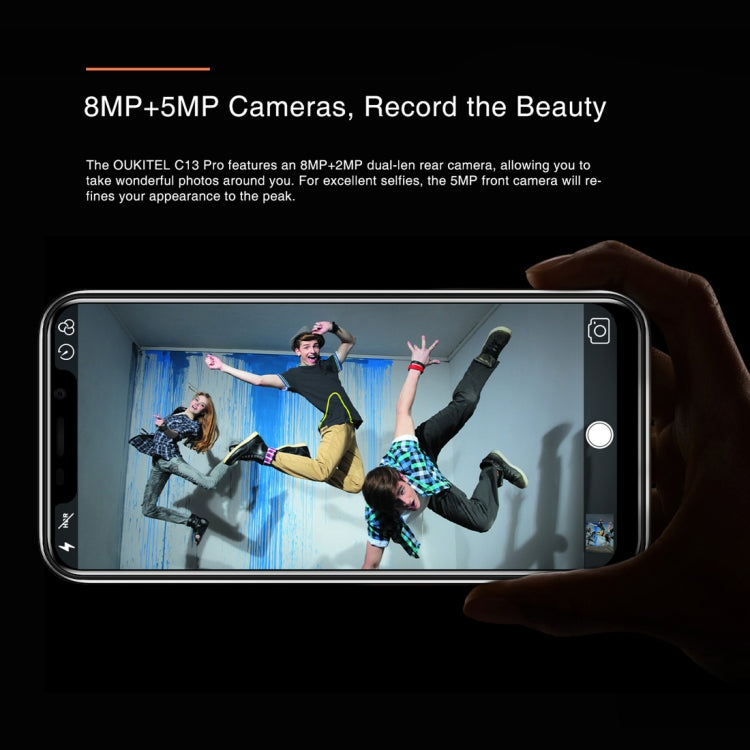 [HK Warehouse] OUKITEL C13 Pro, 2GB+16GB, Dual Back Cameras, Face ID & Fingerprint Identification, 6.18 inch 2.5D U-notch Screen Android 9.0 MTK6739 Quad Core up to 1.5GHz, Network: 4G