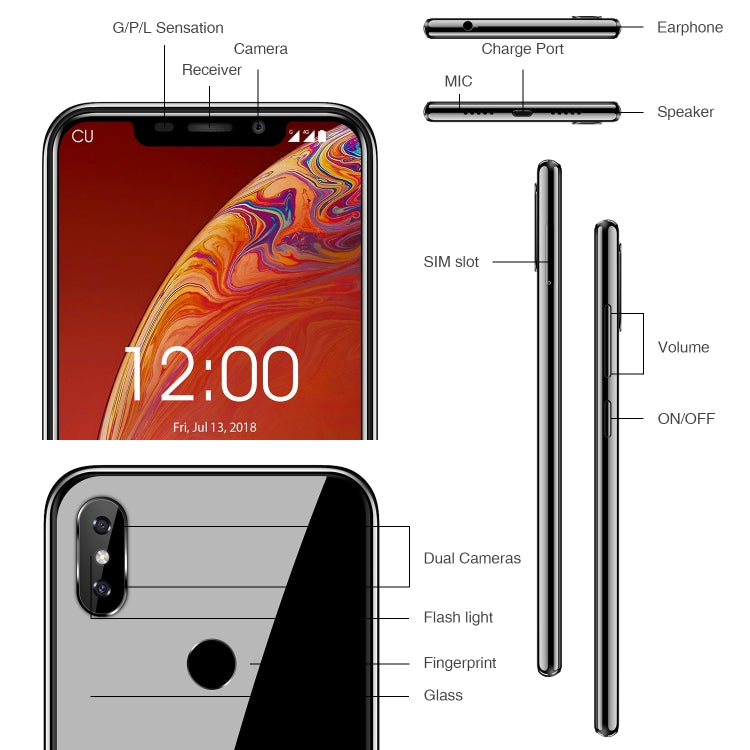 [HK Warehouse] OUKITEL C13 Pro, 2GB+16GB, Dual Back Cameras, Face ID & Fingerprint Identification, 6.18 inch 2.5D U-notch Screen Android 9.0 MTK6739 Quad Core up to 1.5GHz, Network: 4G