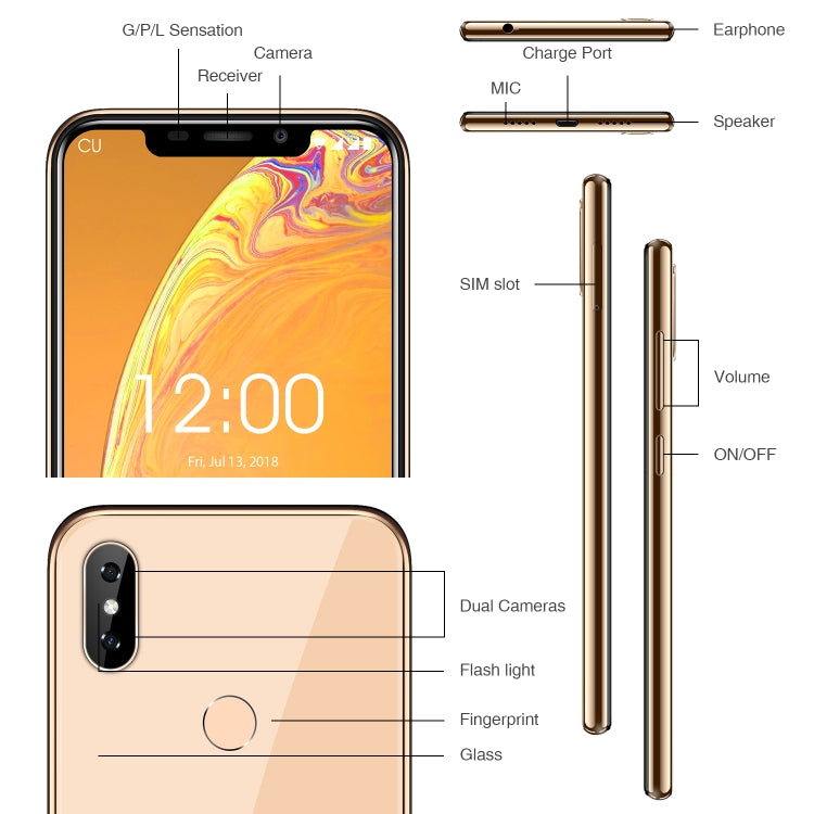 [HK Warehouse] OUKITEL C13 Pro, 2GB+16GB, Dual Back Cameras, Face ID & Fingerprint Identification, 6.18 inch 2.5D U-notch Screen Android 9.0 MTK6739 Quad Core up to 1.5GHz, Network: 4G