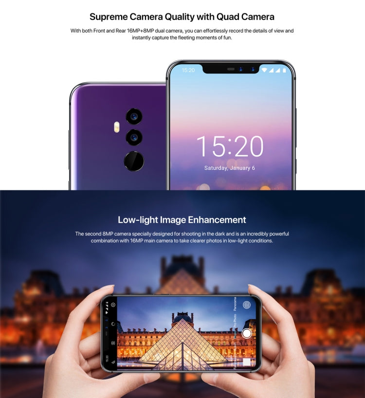 [HK Warehouse] UMIDIGI Z2, Dual 4G, 6GB+64GB, Dual Back Cameras + Dual Front Cameras, Face ID & Fingerprint Identification, 6.2 inch Android 8.1 MTK6763 (Helio P23)  Octa Core up to 2.0GHz, Network: 4G, Dual SIM