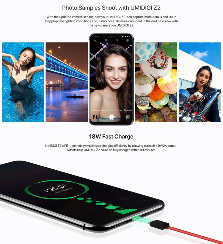[HK Warehouse] UMIDIGI Z2, Dual 4G, 6GB+64GB, Dual Back Cameras + Dual Front Cameras, Face ID & Fingerprint Identification, 6.2 inch Android 8.1 MTK6763 (Helio P23)  Octa Core up to 2.0GHz, Network: 4G, Dual SIM