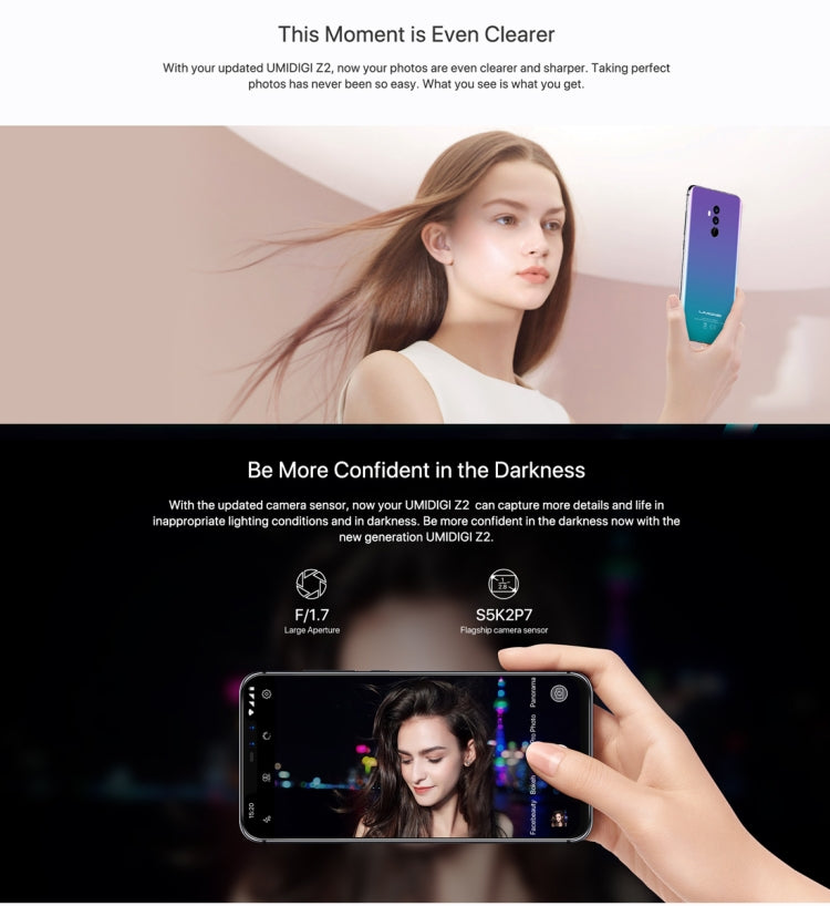 [HK Warehouse] UMIDIGI Z2, Dual 4G, 6GB+64GB, Dual Back Cameras + Dual Front Cameras, Face ID & Fingerprint Identification, 6.2 inch Android 8.1 MTK6763 (Helio P23)  Octa Core up to 2.0GHz, Network: 4G, Dual SIM