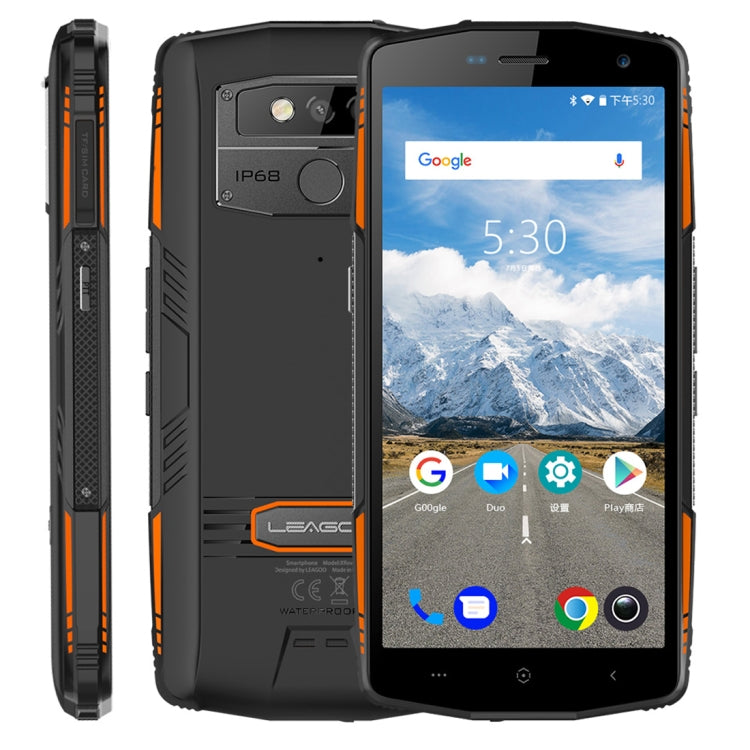 [HK Warehouse] LEAGOO XRover Rugged Phone, 6GB+128GB, IP68 Waterproof Dustproof Shockproof, 5000mAh Battery, Dual Back Cameras, Face ID & Fingerprint Identification, 5.72 inch Android 8.1 MTK6763 Octa Core, Network: 4G, PTT, OTG, NFC(Black)