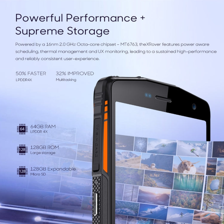 [HK Warehouse] LEAGOO XRover Rugged Phone, 6GB+128GB, IP68 Waterproof Dustproof Shockproof, 5000mAh Battery, Dual Back Cameras, Face ID & Fingerprint Identification, 5.72 inch Android 8.1 MTK6763 Octa Core, Network: 4G, PTT, OTG, NFC(Black)