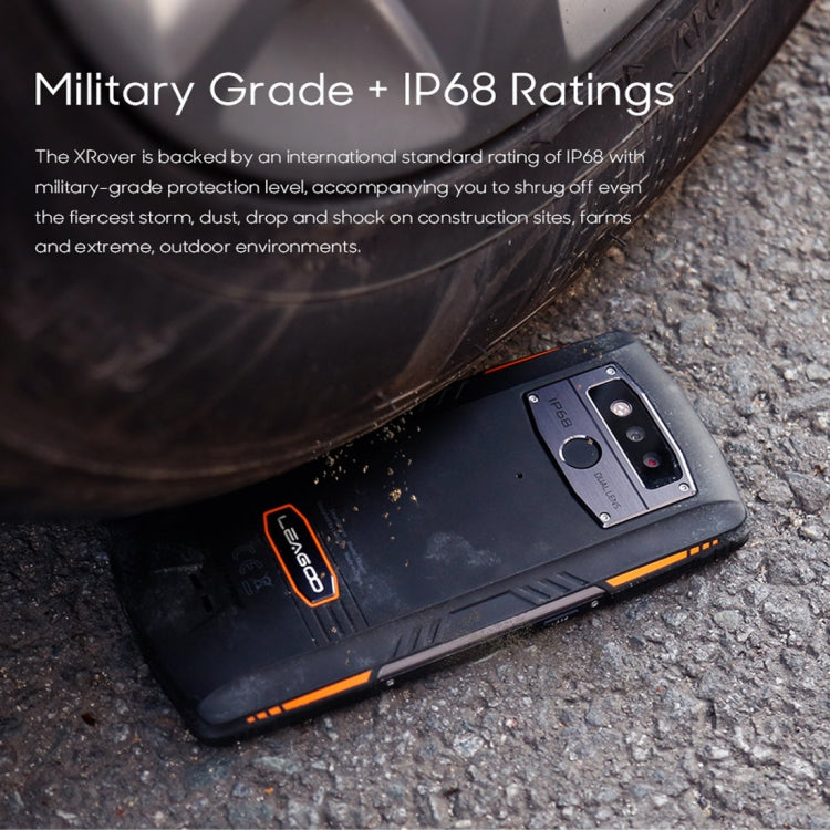 [HK Warehouse] LEAGOO XRover Rugged Phone, 6GB+128GB, IP68 Waterproof Dustproof Shockproof, 5000mAh Battery, Dual Back Cameras, Face ID & Fingerprint Identification, 5.72 inch Android 8.1 MTK6763 Octa Core, Network: 4G, PTT, OTG, NFC(Black)