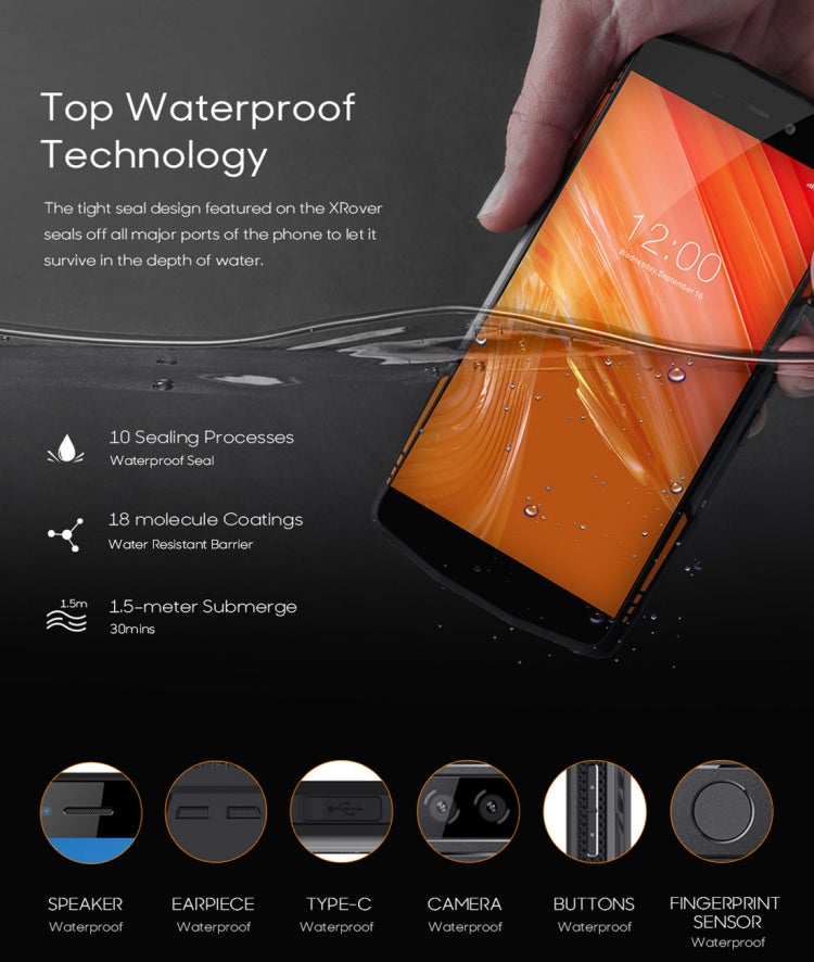 [HK Warehouse] LEAGOO XRover Rugged Phone, 6GB+128GB, IP68 Waterproof Dustproof Shockproof, 5000mAh Battery, Dual Back Cameras, Face ID & Fingerprint Identification, 5.72 inch Android 8.1 MTK6763 Octa Core, Network: 4G, PTT, OTG, NFC(Black)