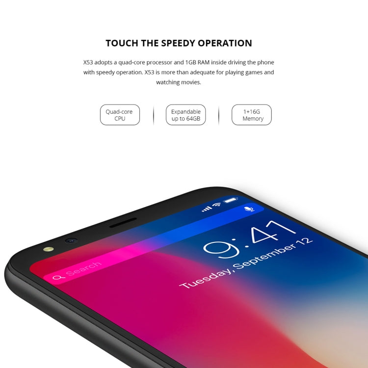 [HK Warehouse] DOOGEE X53, 1GB+16GB, Dual Back Cameras, 5.3 inch Android 7.0 MTK6580M Quad Core up to 1.3GHz, Network: 3G, OTA, Dual SIM