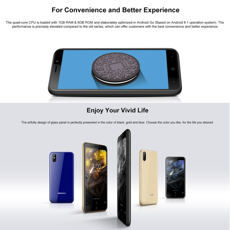 [HK Warehouse] DOOGEE X50, 1GB+8GB, Dual Back Cameras, Face ID, 5.0 inch Android 8.1 MTK6580M Quad Core up to 1.3GHz, Network: 3G, OTA, Dual SIM