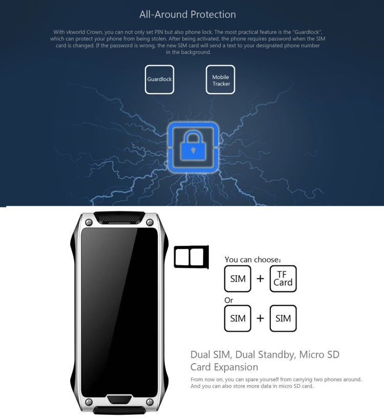 VKWorld Crown V8 Cell Phone, 4.9mm Ultra-slim, Pedometer, Bluetooth, FM, 1.64 inch, Dual SIM, Network: 2G