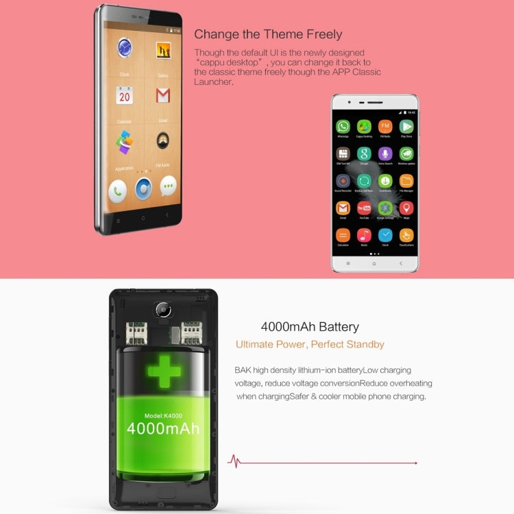 [HK Warehouse] OUKITEL K4000 Lite, 2GB+16GB, 4000mAh, 5.0 inch Android 5.1 MTK6735 Quad Core 1.0GHz, Network: 4G(Gold)