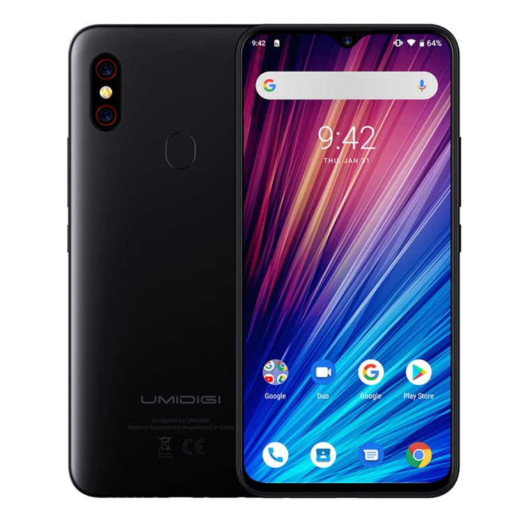 [HK Warehouse] UMIDIGI F1 Play, 6GB+64GB, 48MP Dual Back Cameras, 5150mAh Battery, Face ID & Fingerprint Identification, 6.3 inch Full Screen Android 9.0 MTK Helio P60 Octa Core up to 2.0GHz, Network: 4G, OTG, NFC, Dual SIM