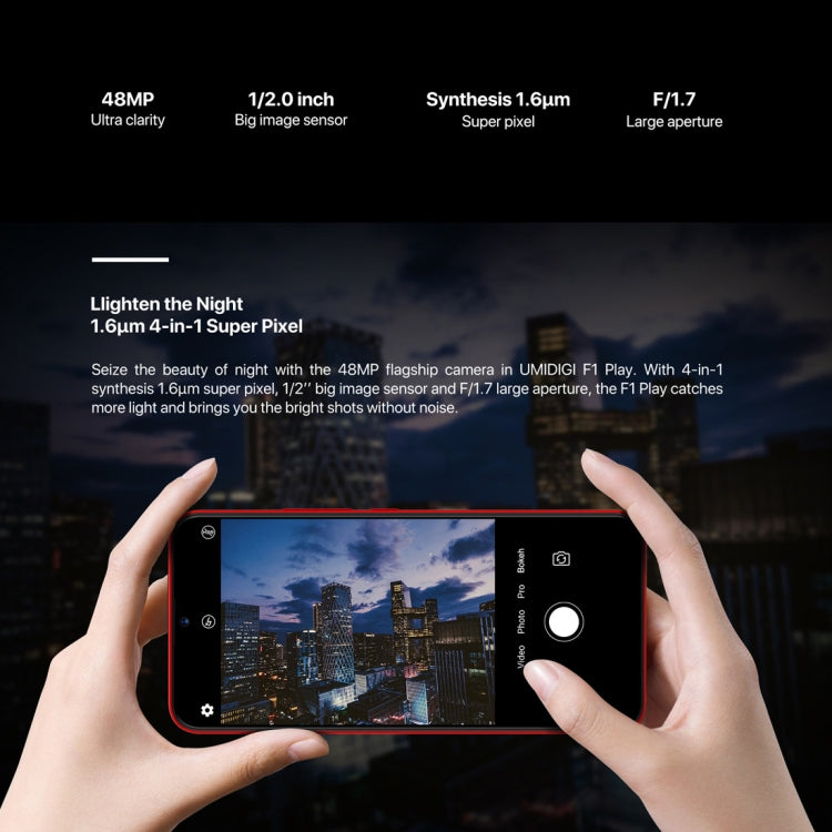 [HK Warehouse] UMIDIGI F1 Play, 6GB+64GB, 48MP Dual Back Cameras, 5150mAh Battery, Face ID & Fingerprint Identification, 6.3 inch Full Screen Android 9.0 MTK Helio P60 Octa Core up to 2.0GHz, Network: 4G, OTG, NFC, Dual SIM