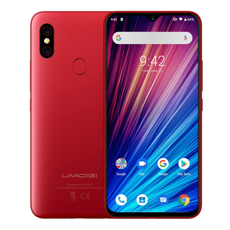 [HK Warehouse] UMIDIGI F1 Play, 6GB+64GB, 48MP Dual Back Cameras, 5150mAh Battery, Face ID & Fingerprint Identification, 6.3 inch Full Screen Android 9.0 MTK Helio P60 Octa Core up to 2.0GHz, Network: 4G, OTG, NFC, Dual SIM