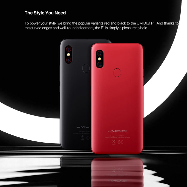 [HK Warehouse] UMIDIGI F1 Play, 6GB+64GB, 48MP Dual Back Cameras, 5150mAh Battery, Face ID & Fingerprint Identification, 6.3 inch Full Screen Android 9.0 MTK Helio P60 Octa Core up to 2.0GHz, Network: 4G, OTG, NFC, Dual SIM