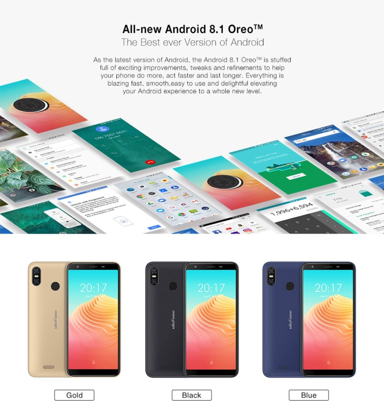 [HK Warehouse] Ulefone S9 Pro,  2GB+16GB, Dual Back Cameras,  Face ID & Fingerprint Identification, 5.5 inch Android 8.1 MTK6739 Quad-core 64-bit up to 1.3GHz, Network: 4G, Dual SIM(Black)