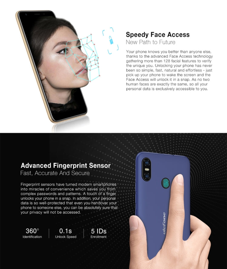 [HK Warehouse] Ulefone S9 Pro,  2GB+16GB, Dual Back Cameras,  Face ID & Fingerprint Identification, 5.5 inch Android 8.1 MTK6739 Quad-core 64-bit up to 1.3GHz, Network: 4G, Dual SIM(Black)