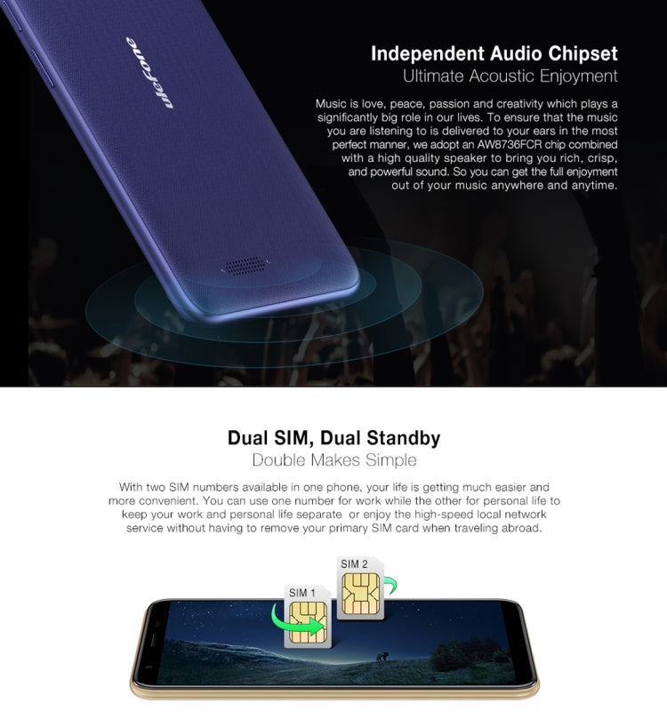 [HK Warehouse] Ulefone S9 Pro,  2GB+16GB, Dual Back Cameras,  Face ID & Fingerprint Identification, 5.5 inch Android 8.1 MTK6739 Quad-core 64-bit up to 1.3GHz, Network: 4G, Dual SIM(Black)