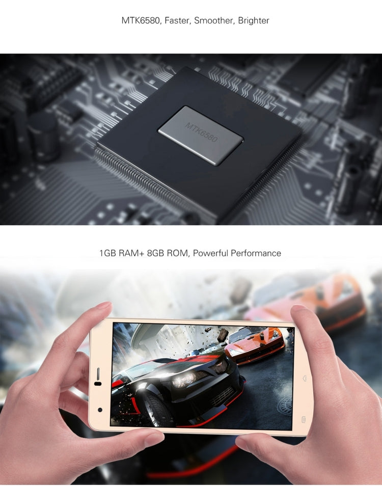 iNew U8W, 1GB+8GB, 5.5 inch 2.5D Android 5.1 MTK6580 Quad Core 1.3GHz, Network: 3G, GPS