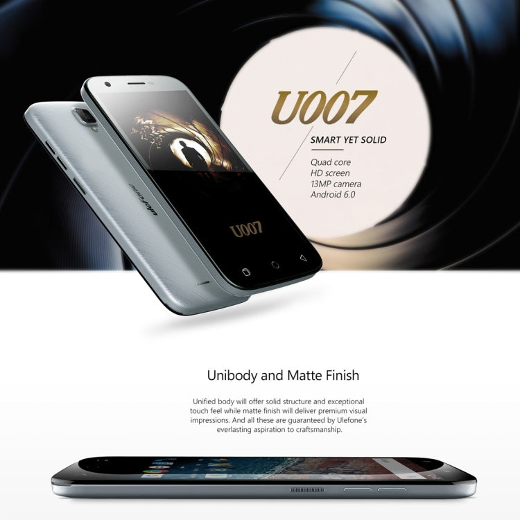 [HK Warehouse] Ulefone U007, 1GB+8GB, 5.0 inch Android 6.0 MTK6580A Quad Core 1.3GHz, Network: 3G(Grey)
