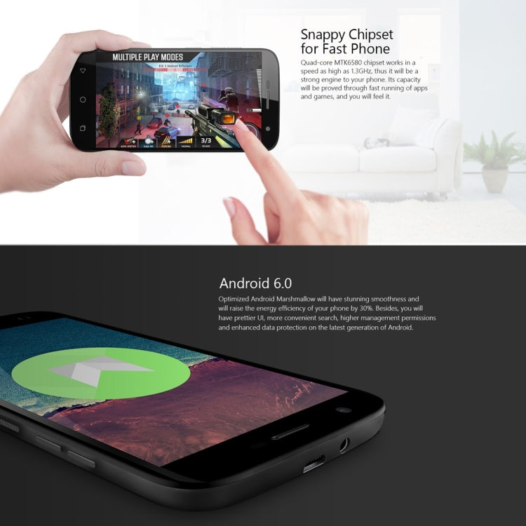 [HK Warehouse] Ulefone U007, 1GB+8GB, 5.0 inch Android 6.0 MTK6580A Quad Core 1.3GHz, Network: 3G(Grey)