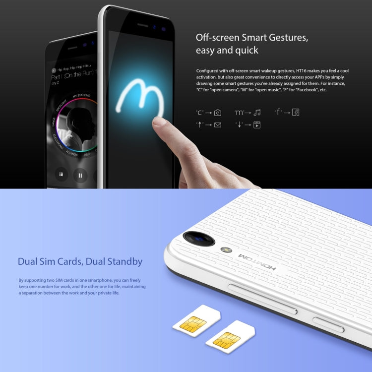 [HK Warehouse] HOMTOM HT16, 1GB+8GB, 5.0 inch Android 6.0 MTK6580 Quad Core up to 1.3GHz, Network: 3G