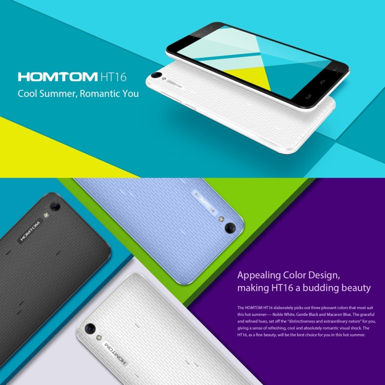 [HK Warehouse] HOMTOM HT16, 1GB+8GB, 5.0 inch Android 6.0 MTK6580 Quad Core up to 1.3GHz, Network: 3G