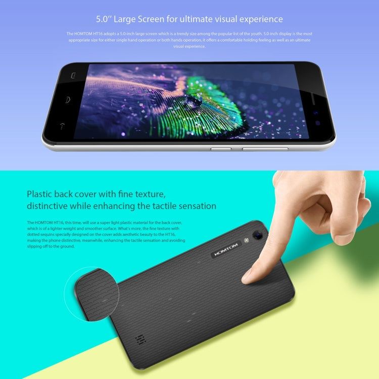 [HK Warehouse] HOMTOM HT16, 1GB+8GB, 5.0 inch Android 6.0 MTK6580 Quad Core up to 1.3GHz, Network: 3G