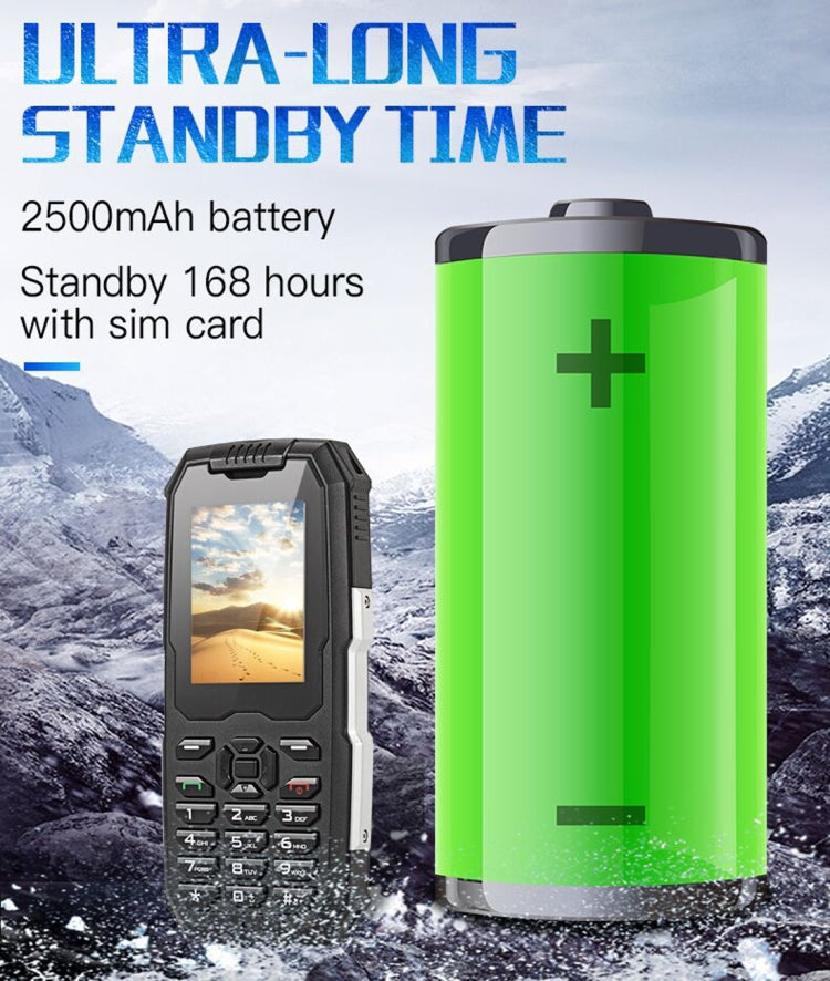 Snopow M2 Plus Rugged Phone, 1GB+8GB, IP68 Waterproof Dustproof Shockproof, 2500mAh Battery, 2.4 inch Android 6.0 MTK6737V/WM Quad Core up to 1.1GHz, 21 Keys, Network: 4G, Dual SIM